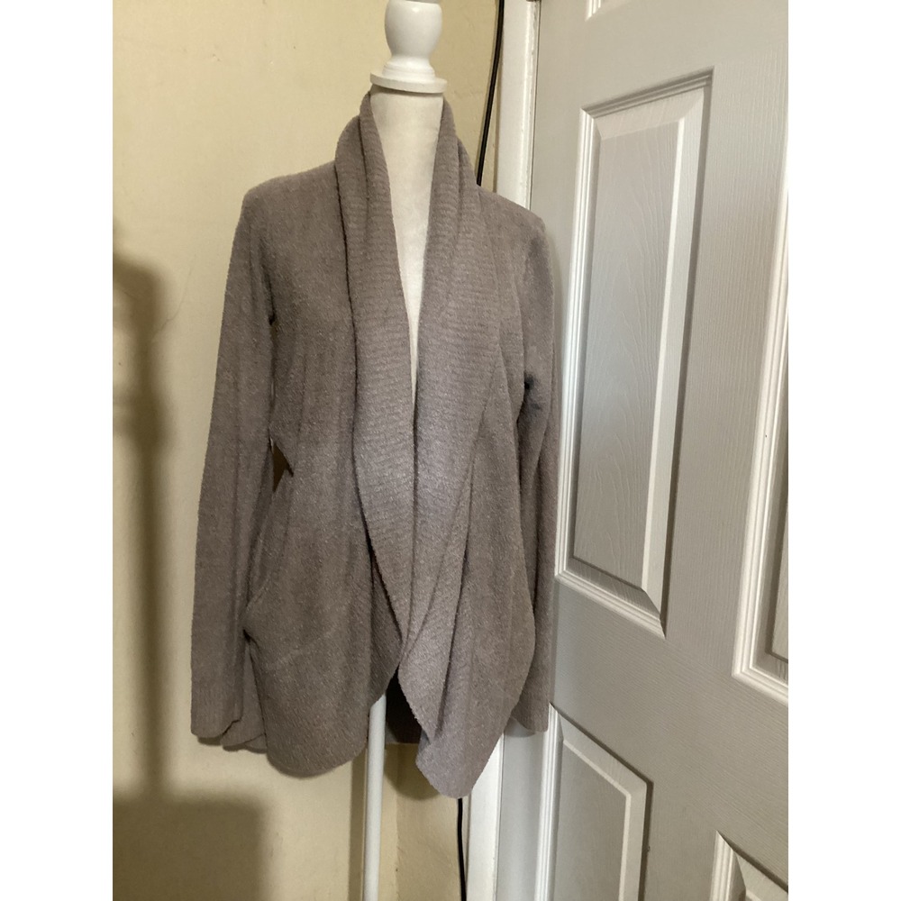 Barefoot Dreams CozyChic Lite Cardigan Taupe Brown Style 423 Small Shawl Collar